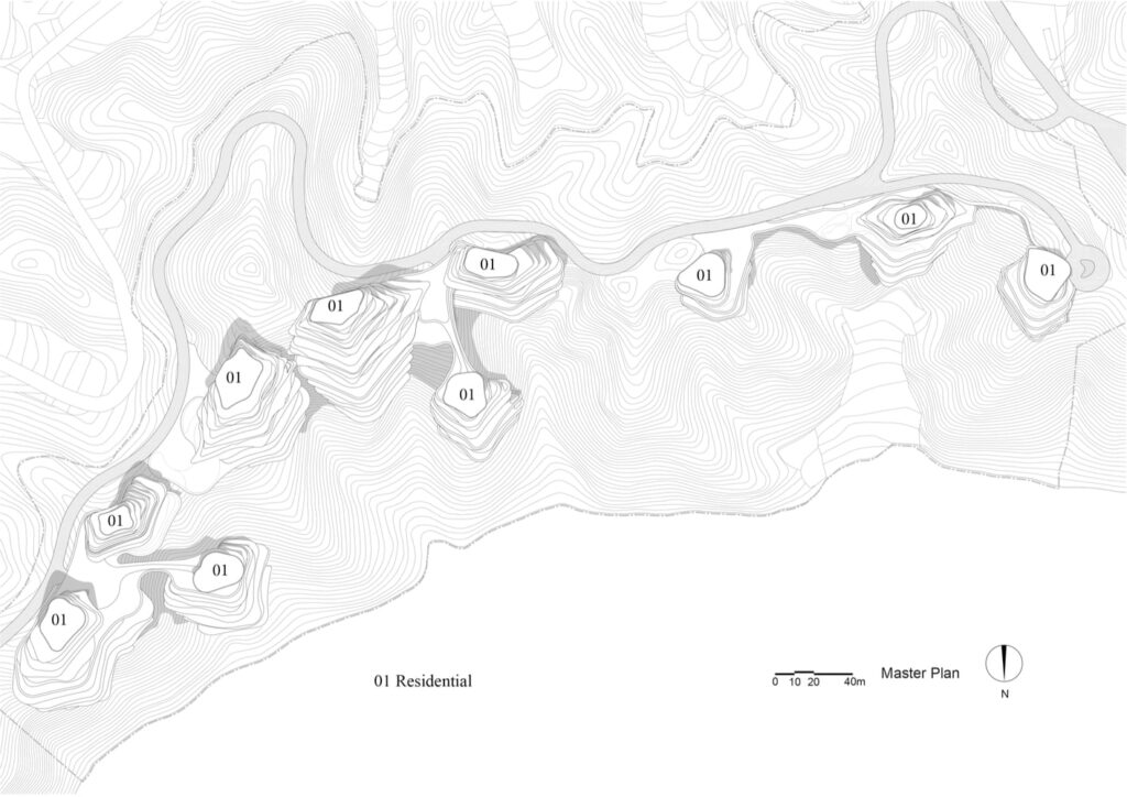 Composición que destaca detalles arquitectónicos del conjunto, evidenciando la diversidad de formas y su adaptación a la topografía montañosa