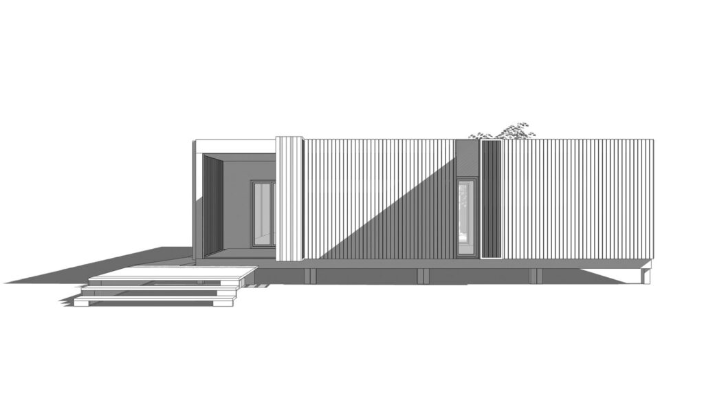 plano arquitectonico de la casa modular vista lateral de la vivienda modular