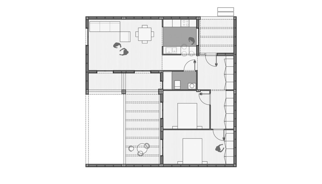 plano superior vista al interior de la casa modular